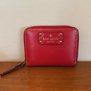 Kate Spade Small Zip Around Red Wallet
